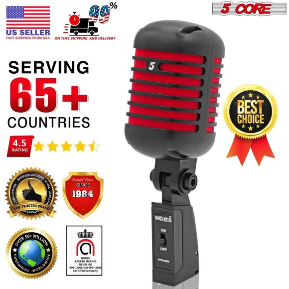 5Core Vintage Microphone Classic Dynamic Professional XLR Studio Retro Style Mic - Picture 9 of 10